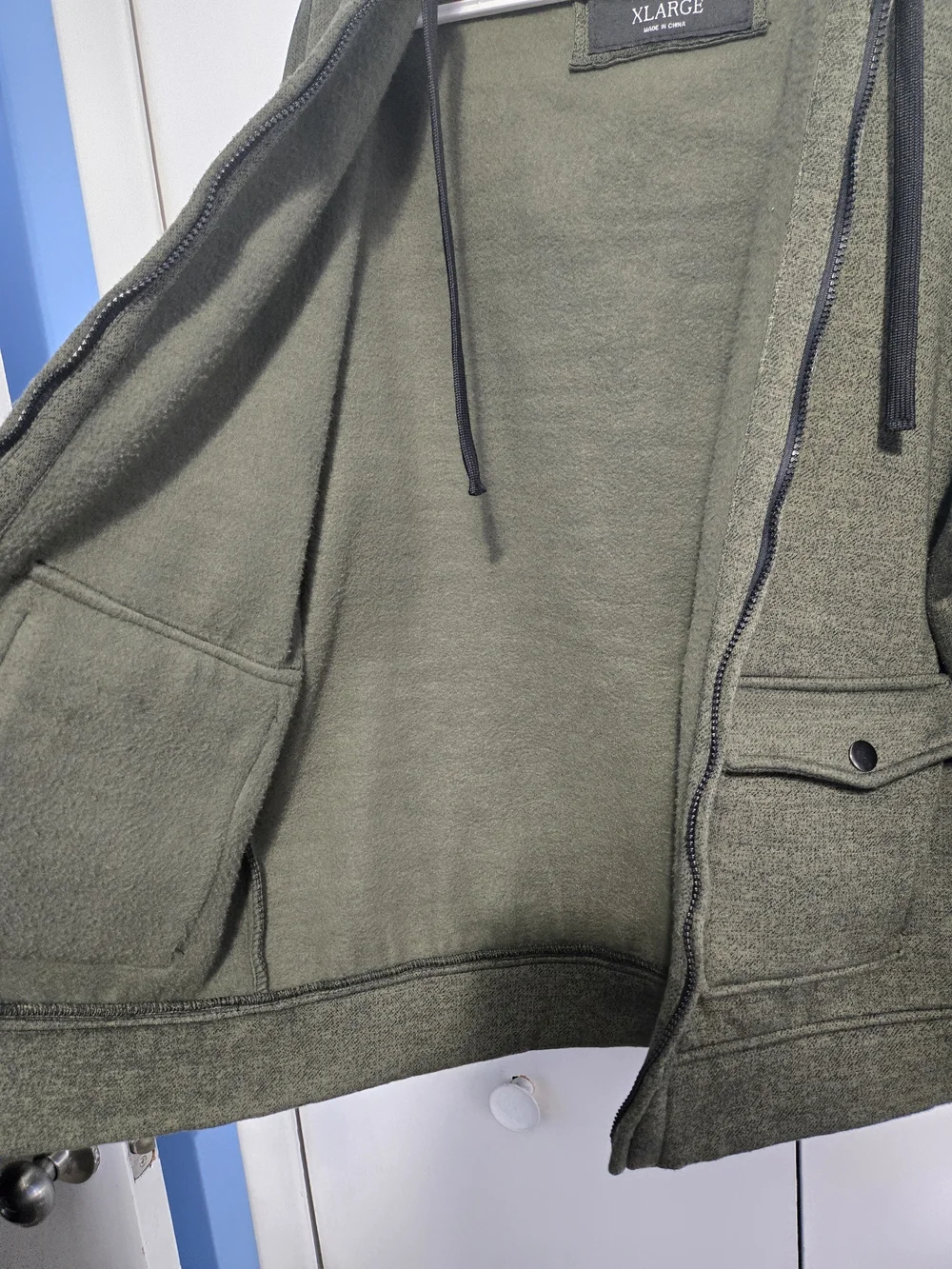 Carbon Men's XL Olive Green Sherpa Lined Full Zip Utility Hoodie Jacket